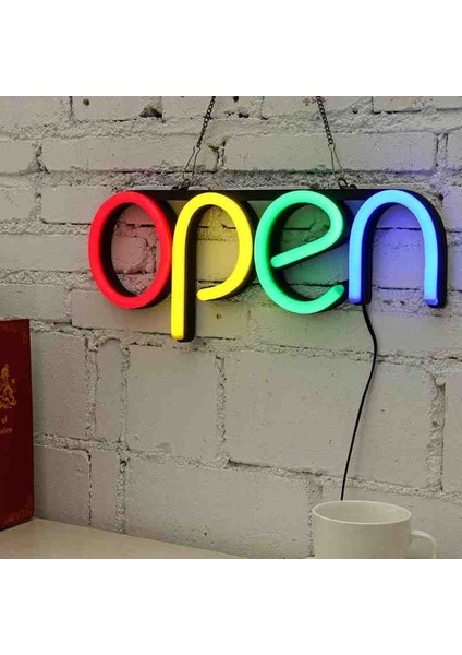 neon led ışıklı açık open