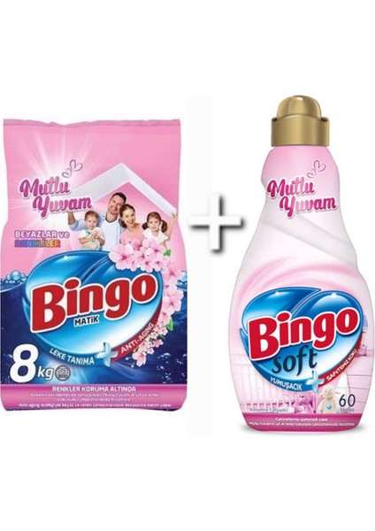 Mutlu Yuvam Yumuışatıcısı 1440 ml + Beyaz ve Renkliler Toz Çamaşır Deterjanı 8 kg