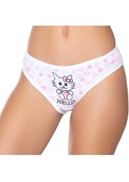 Kadın Ribana Ince Bel Pembe Hello Baskılı Bikini