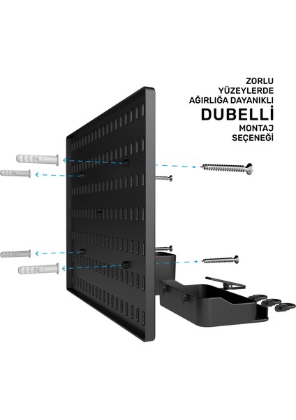 Çok Amaçlı Pano Organizatör Set 1( 28 cm x 40 cm ) Siyah - Dübelli fırsatları