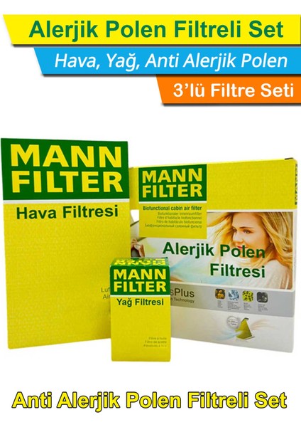 Bmw 5 Serisi F10 5.25D 2.0 Motor Mann Filtre Seti 2011-2016 Hava+Yağ+A.Alerjik Polen