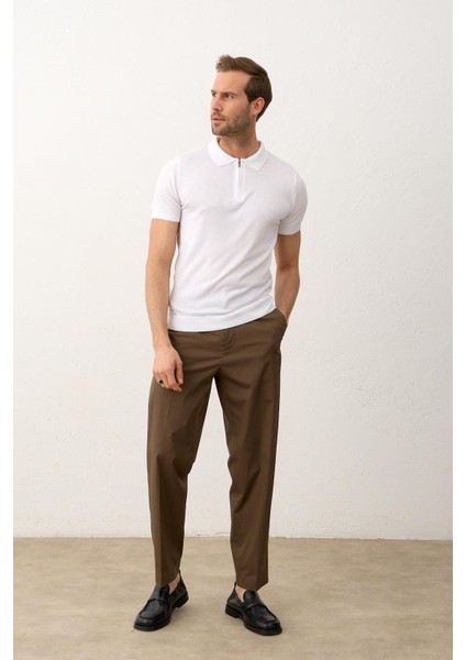 Erkek Basic Slim-Fit Kalıp Polo Yaka Yazlık Triko T-Shirt Beyaz - 5009DNGR modelleri