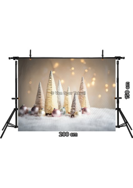 Pastel Renkli Minimal Çam Ağaçları ve Noel Süsleri Temalı 200 x 150 cm Stüdyo Fonu Arka Plan fiyatları