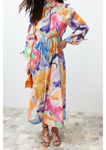 Moda Regular Casual Günlük Chally Dokuma Hakim Yaka Uzun Kol A-Line Maxi Boy Tesettür Elbise modelleri