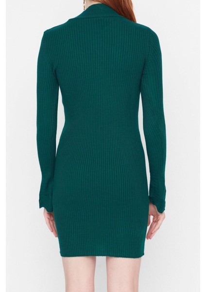 Moda Slim Casual Günlük Fitilli Triko Dik Yaka Uzun Kol Bodycone Mini Boy Elbise indirimleri