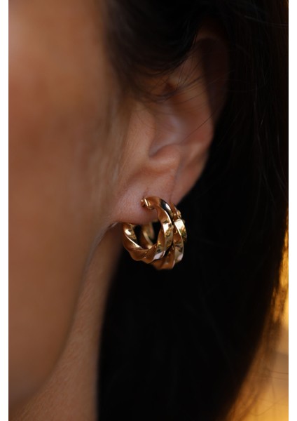 14 Ayar Altın Burgu Halka Küpe 3