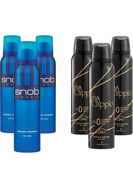 Kadın Deodorant 150 ml 3 Adet + Snob Erkek Deodorant 150ML 3 Adet