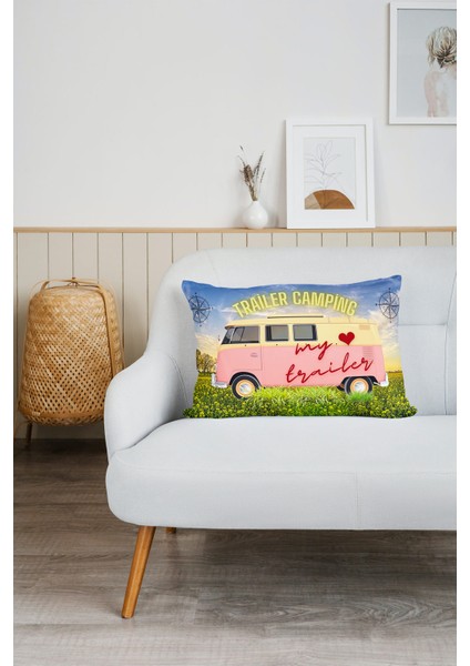 Karavan Camping-2 Baskılı Tv Battaniyeli Opsiyonel Dekoratif Hediye Yastık Battaniye 2in1 Gifts-2