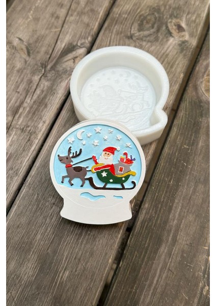 2d Kar Küresi Noel Baba Desenli Silikon Mum Kalıbı