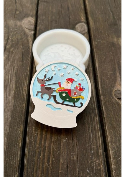 2d Kar Küresi Noel Baba Desenli Silikon Mum Kalıbı