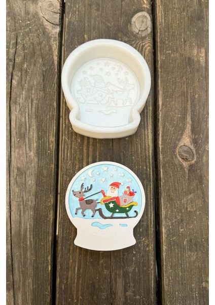 2d Kar Küresi Noel Baba Desenli Silikon Mum Kalıbı