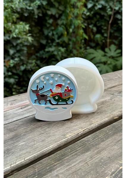 2d Kar Küresi Noel Baba Desenli Silikon Mum Kalıbı