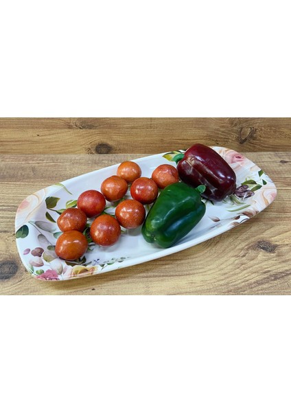 Seramik Çiçekli Kayık Tabak Dekoratif Sunum Tabağı 36 cm fiyatları