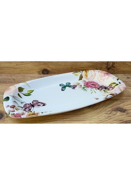 Seramik Çiçekli Kayık Tabak Dekoratif Sunum Tabağı 36 cm modelleri