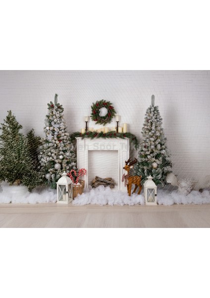 Kış Şömine Temalı 200 x 150 cm Stüdyo Fonu Arka Plan