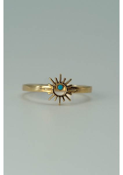 14 Ayar Altın Mavi Taşlı Güneş Yüzük fırsatları