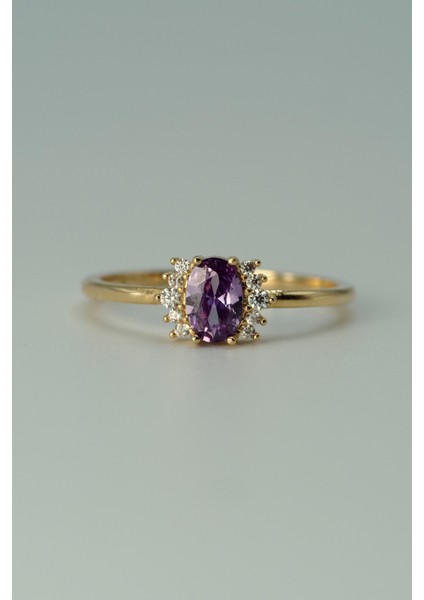 14 Ayar Altın Mor Taşlı Günlük Yüzük fırsatları