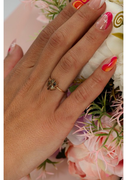 14 Ayar Altın Yonca Model Günlük Yüzük