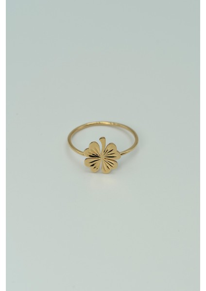 14 Ayar Altın Yonca Model Günlük Yüzük modelleri