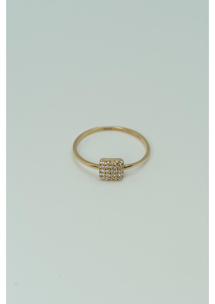 14 Ayar Altın Kare Taşlı Günlük Yüzük modelleri