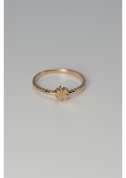 14 Ayar Altın Minmal Yonca Yüzük modelleri