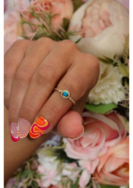 14 Ayar Altın Mavi Boncuk Günlük Yüzük fiyatları