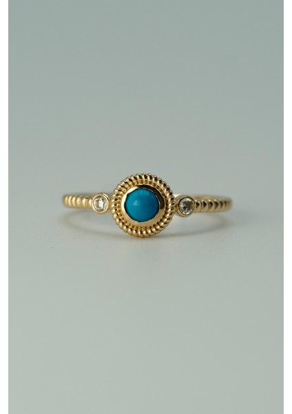 14 Ayar Altın Mavi Boncuk Günlük Yüzük fırsatları