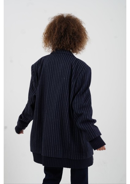 Lacivert Triko Detaylı Oversize Blazer Ceket fırsatları