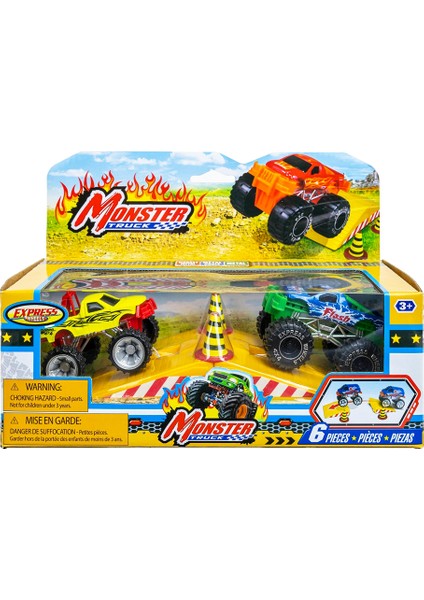 - 6 Pcs Monster Truck Play Set Yeşil-Sarı
