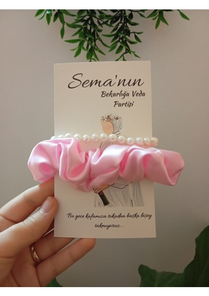 Pembe Saten Toka & Inci Bileklik - Kına-Düğün-Nişan - 10 Adet