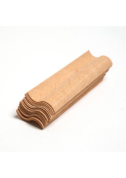 S Model Ahşap Mum Fitili ve Yapışkanlı Fitil Sehpası 50 Adet ( 30 mm x 100 mm x 0.5 mm )