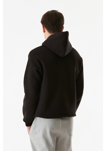 Yazı Baskılı Kanguru Cepli Kapüşonlu Sweatshirt fırsatları