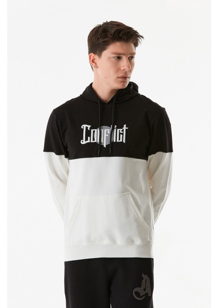 Yazı Nakışlı Kanguru Cepli Kapüşonlu Sweatshirt fiyatları