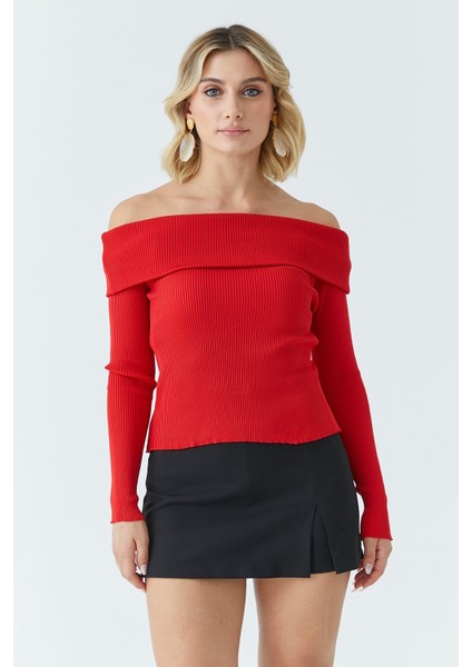 Kadın Madonna Yaka Kazak 5609