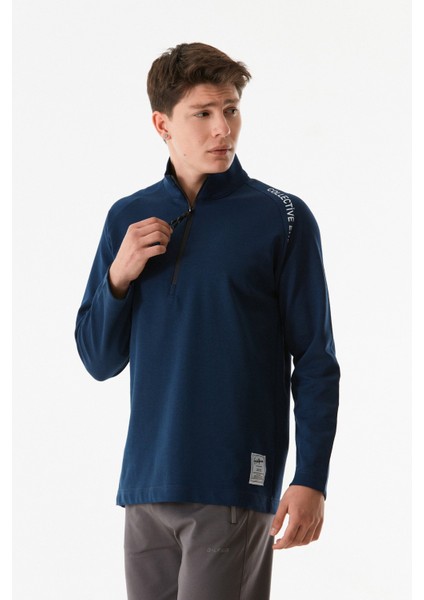 Basic Yarım Fermuarlı Dik Yaka Sweatshirt