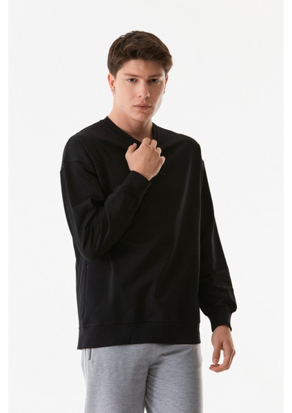 Yazı Baskılı Bisiklet Yaka Sweatshirt indirimleri