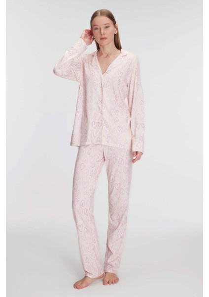 Uzun Kol Pamuklu Modal Gömlek ve Pantolon Takım Pijama Takımı