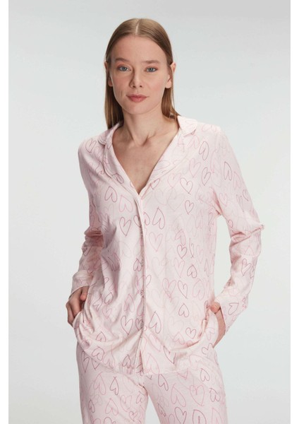 Uzun Kol Pamuklu Modal Gömlek ve Pantolon Takım Pijama Takımı