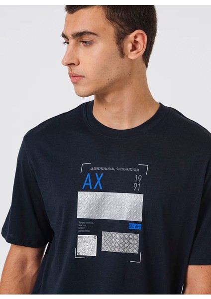 Bisiklet Yaka Baskılı Lacivert Erkek T-Shirt 6dztjs ZJA5Z 1510 fırsatları