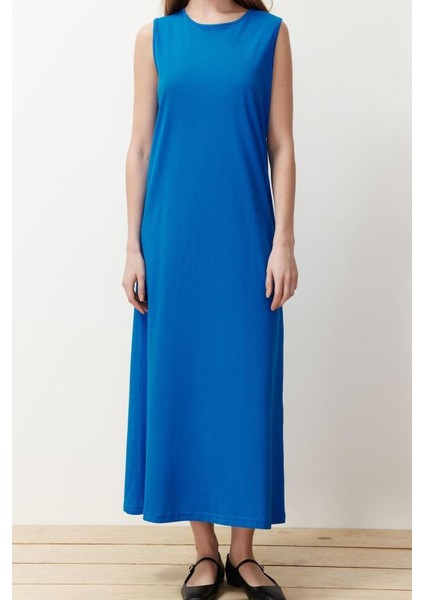 Moda Regular Casual Günlük Süprem Örme Bisiklet Yaka Kolsuz Kol Basic Maxi Boy Tesettür Elbise