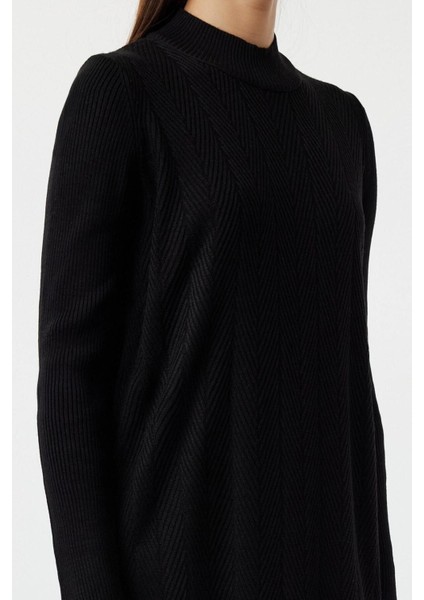 Moda Rahat Casual Günlük Saç Örgü Triko Yarım Balıkçı Yaka Uzun Kol Shift Maxi Boy Tesettür Elbise fırsatları