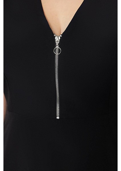 Moda Rahat Casual Günlük Terrycotton Dokuma V Yaka Askılı Kol Skater Midi Boy Büyük Beden Elbise fırsatları