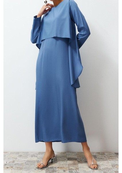 Regular Casual Günlük Terryviskon Dokuma Bisiklet Yaka Uzun Kol Basic Maxi Boy Tesettür Elbise modelleri