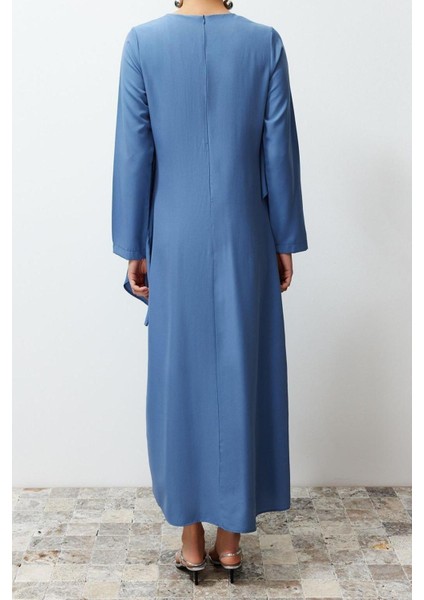 Regular Casual Günlük Terryviskon Dokuma Bisiklet Yaka Uzun Kol Basic Maxi Boy Tesettür Elbise indirimleri