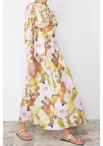 Regular Casual Günlük Poplin Dokuma Dik Yaka Uzun Kol A-Line Maxi Boy Tesettür Elbise fiyatları