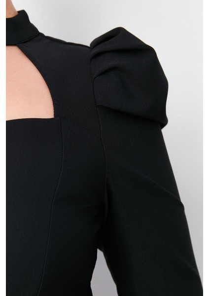 Fit Kokteyl Finike Dokuma Dik Yaka Uzun Kol Anvelop Midi Boy Büyük Beden Elbise fırsatları