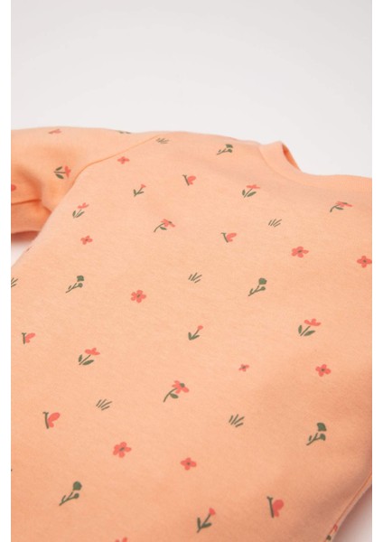 Kız Bebek Pijama Takımı Bisiklet Yaka Çiçekli Uzun Kollu Üst Uzun Alt D8291A5NS