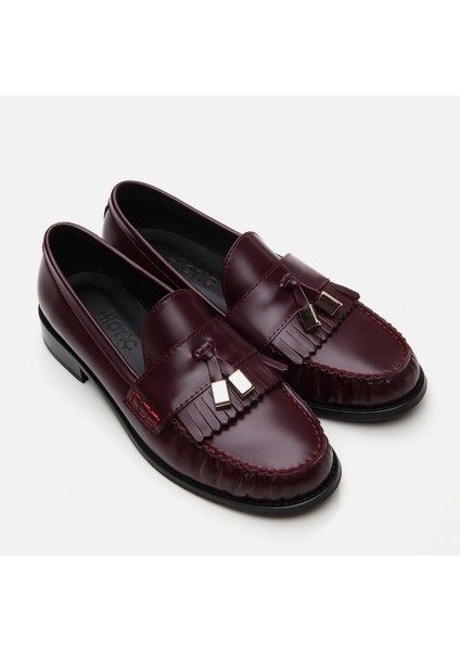 01AYH293860A780 Deri Bordo Kadın Loafer