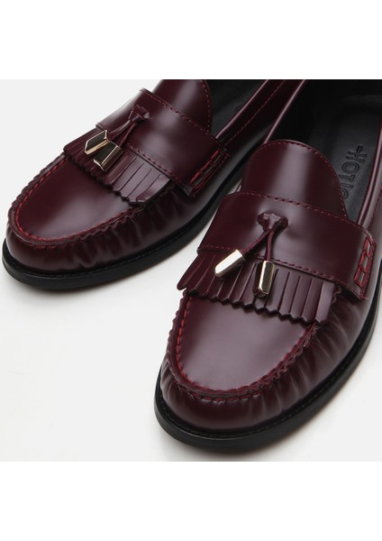 01AYH293860A780 Deri Bordo Kadın Loafer