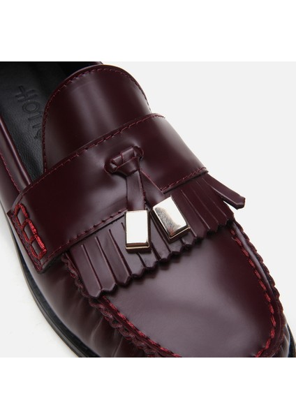 01AYH293860A780 Deri Bordo Kadın Loafer